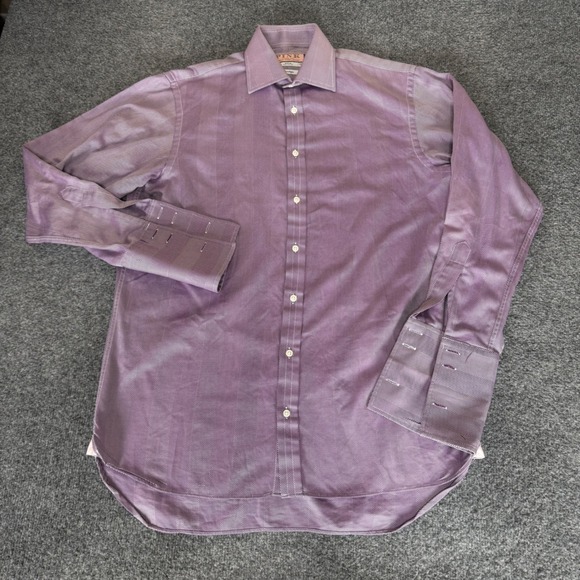 Thomas Pink Other - Thomas Pink Prestige Mens Purple Herringbone Dress Shirt 15 33.5 French Cuff